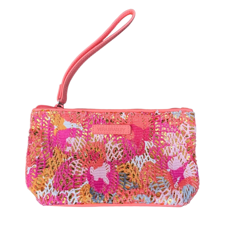 Vera Bradley Mesh Sequin Camocat Pink Wristlet